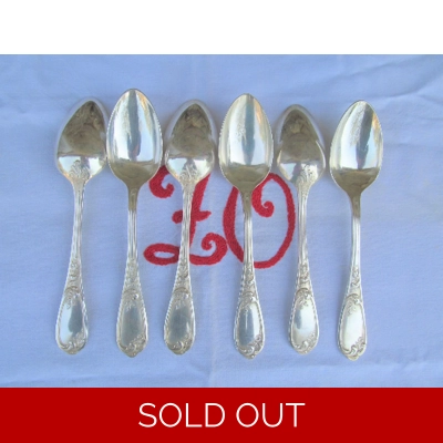 Excellent set of 6 silver plated soup spoons Ercuis 84, France, style Art Nouveau|/Louis XV